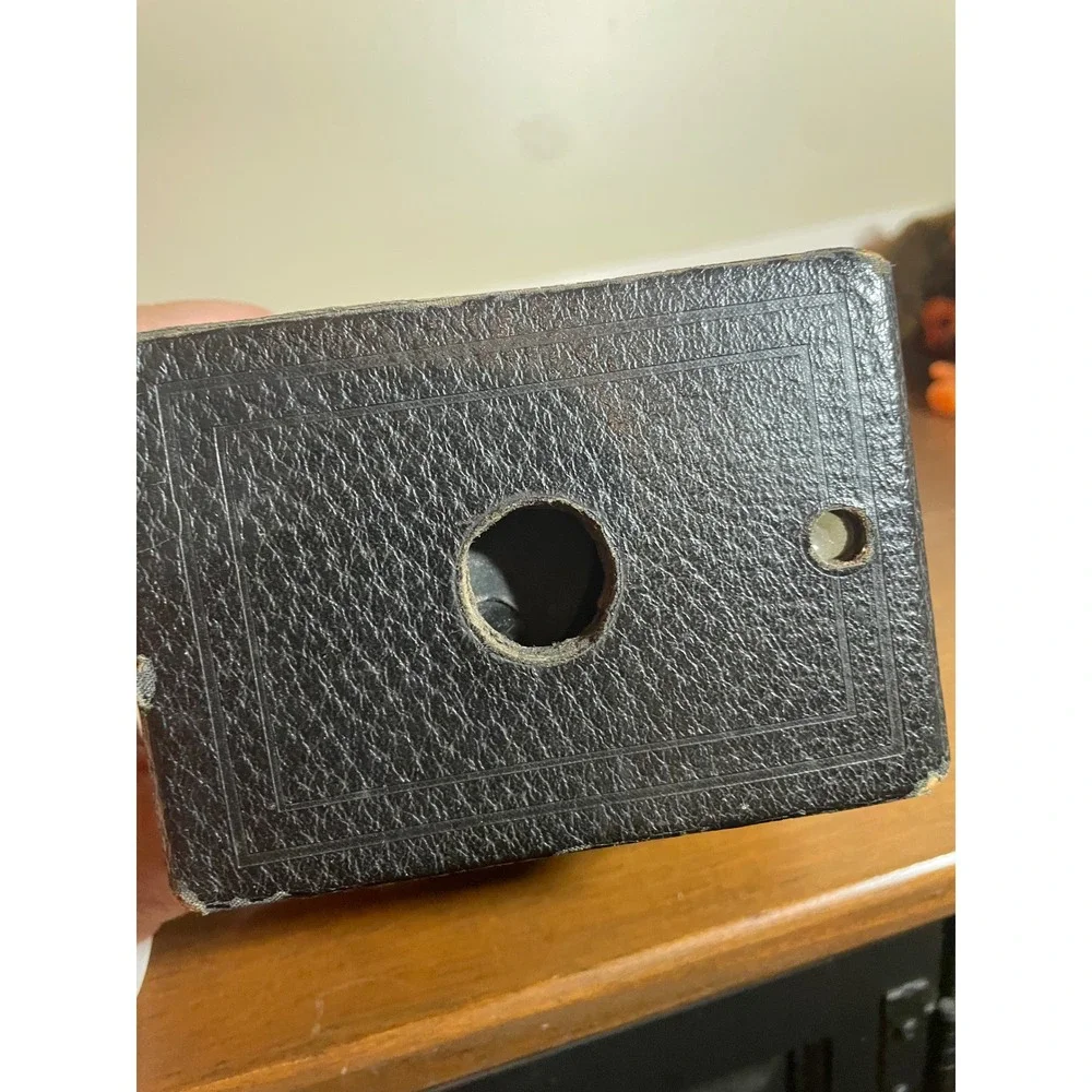Antique Vintage Box Camera Black Leatherette Decorative Photography Prop